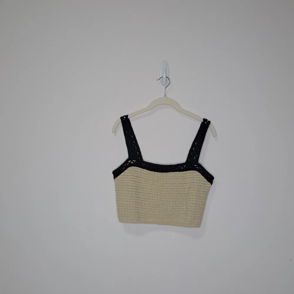 Reformation Max Open Knit Two Piece Set Oatmeal And Black Medium NWOT - Picture 4 of 9